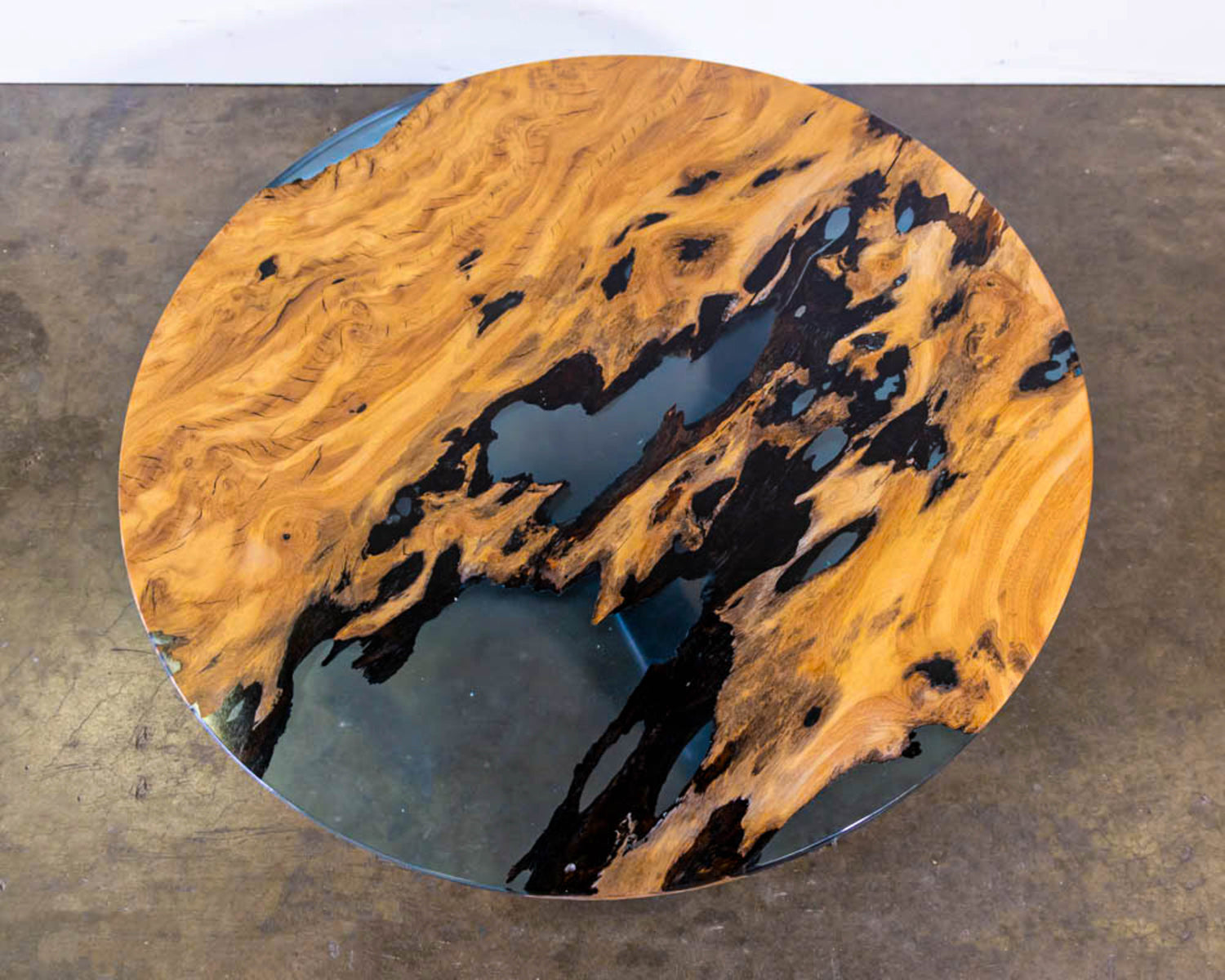 round live edge epoxy coffee table 