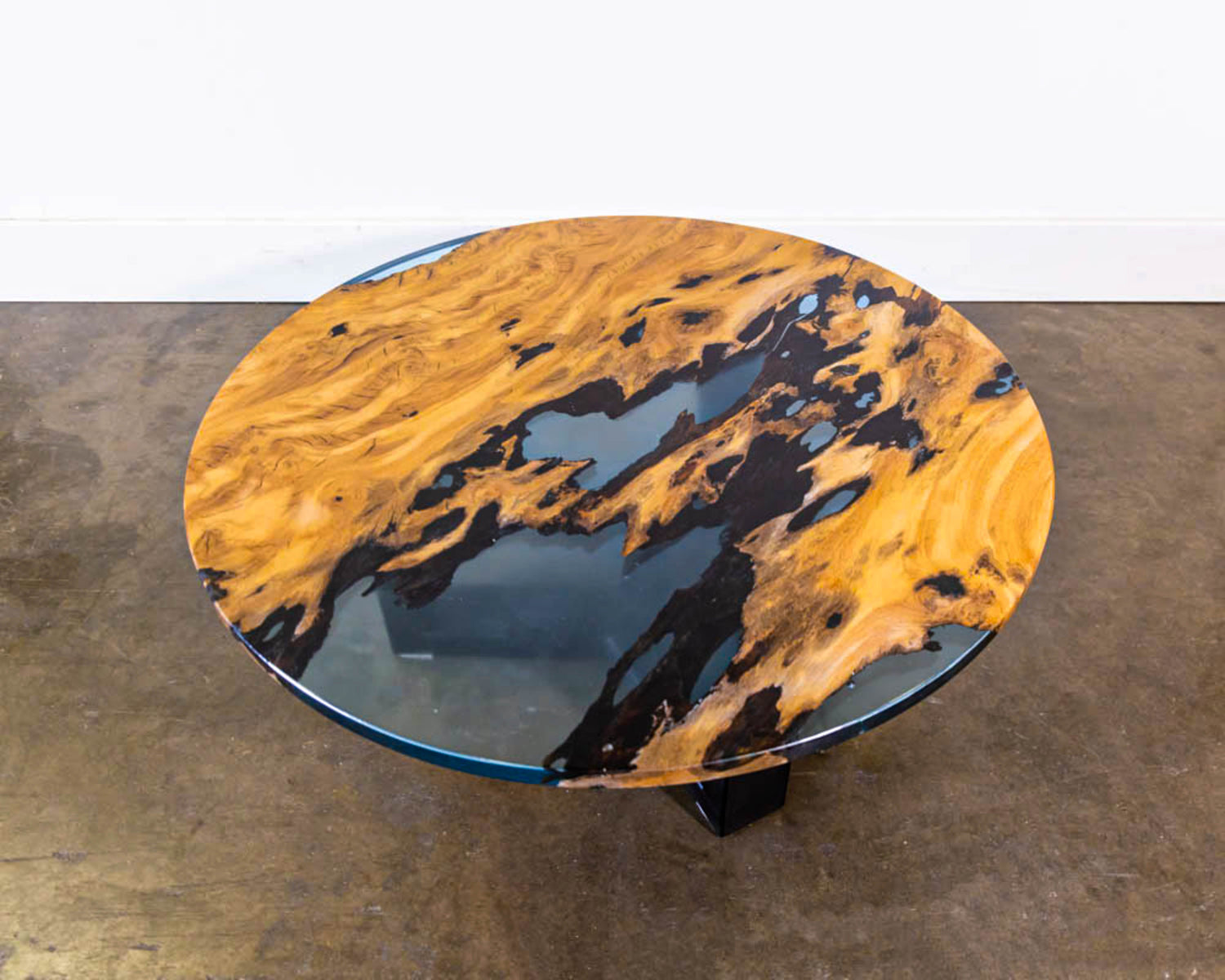 round live edge epoxy coffee table 